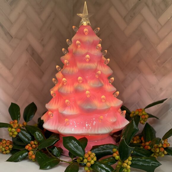 14" Lit Nostalgic --Safe Acrylic! Tree-NEW- Gorgeous Kitch Retro! - Picture 6 of 16